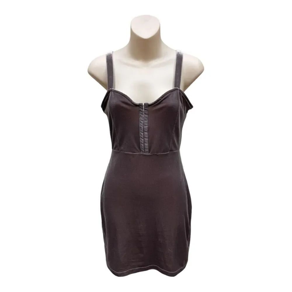 Divided Corset Bra Mauve Mini Velour Bodycon Dress Sz 6 Goth Feminine Sleeveless